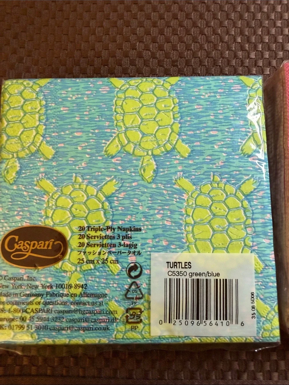 Vintage NWT Caspari Pink Moiree Rose & Turtles Cocktail Napkins